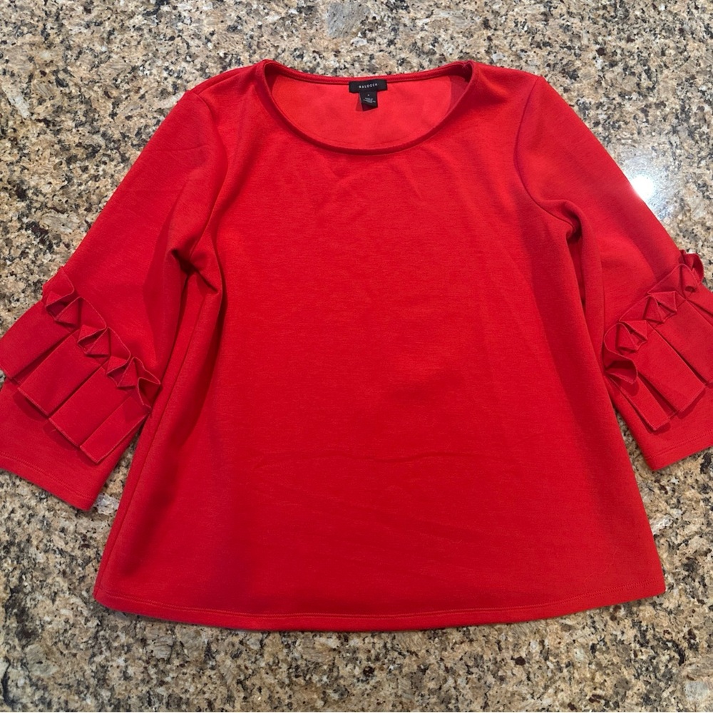 Halogen Top‎ Blouse Size Small Red Ruffles Valentines Day Office Romantic ❤️